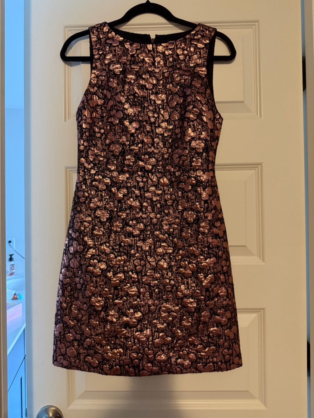 Alice + Olivia Metallic Rose Brocade Sleeveless Mini Dress